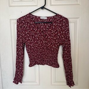 Paper Crane Cropped Floral Blouse